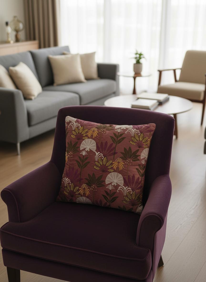 Stylish 16x16 Cushion Cover - Floral Design