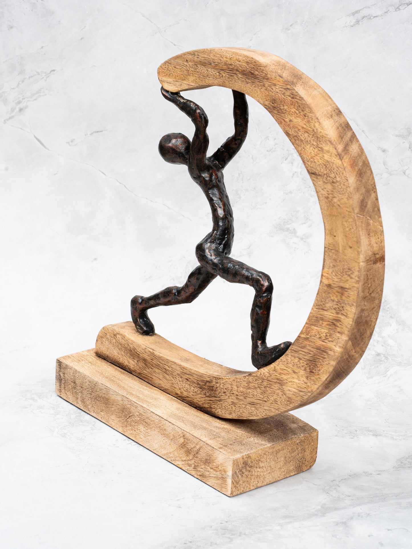 Artistic Wooden Sculpture - Climber in Motion