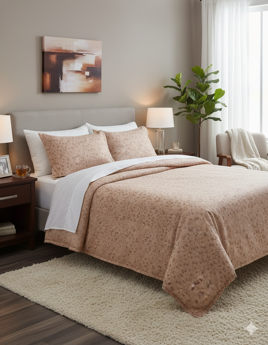 Elegant Double Bedsheet with Floral Design