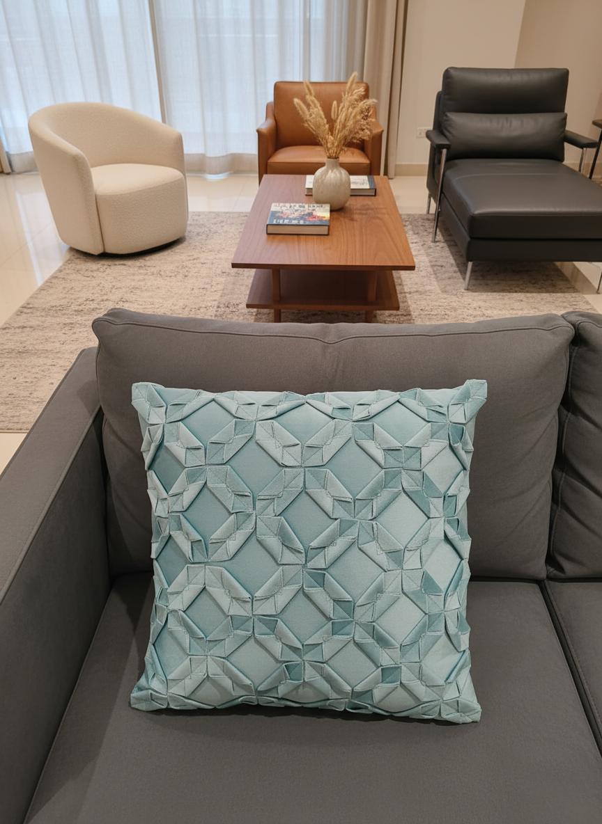 Elegant Textured Cushion Cover 16x16 - Aqua