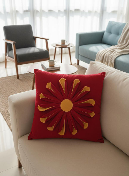 Vibrant Floral Design Cushion Cover - 16x16 Inches