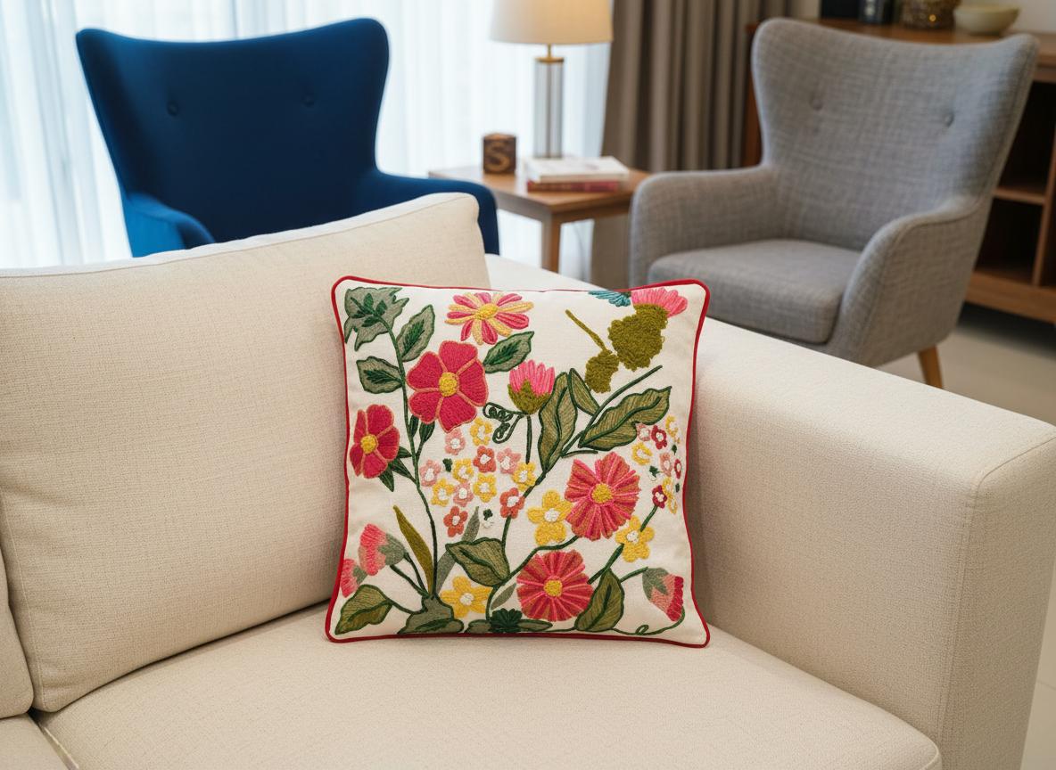 Vibrant Floral Cushion Cover 16" x 16"