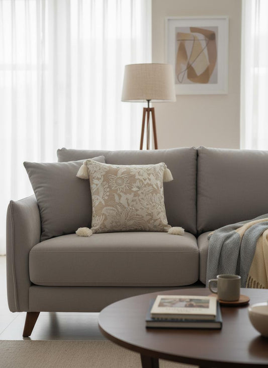 Elegant 18x18 Cushion Cover with Pom Poms