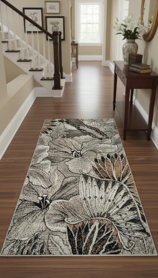 Elegant Floral Soft Weave Carpet Runner - 80 cm x 150 cm