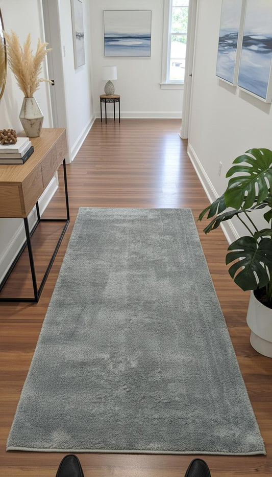 Elegant Gray Soft Weave Carpet Runner - 80 cm x 150 cm