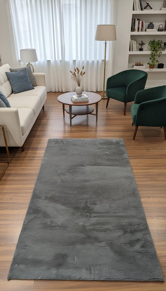 Elegant Gray Soft Weave Carpet Runner – 80cm x 150cm