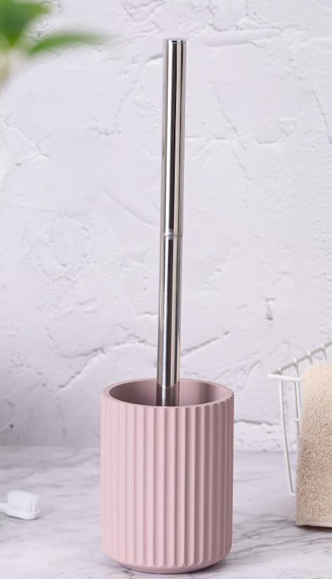 Modern Pink Toilet Brush and Holder Set