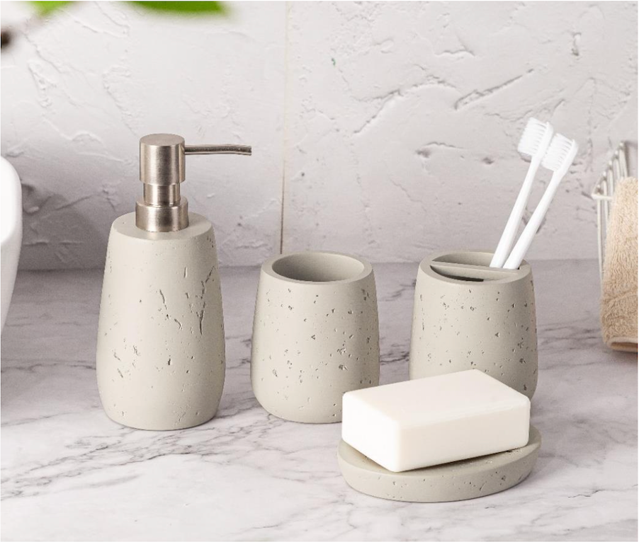 Elegant Marble Bathroom Accessory Set