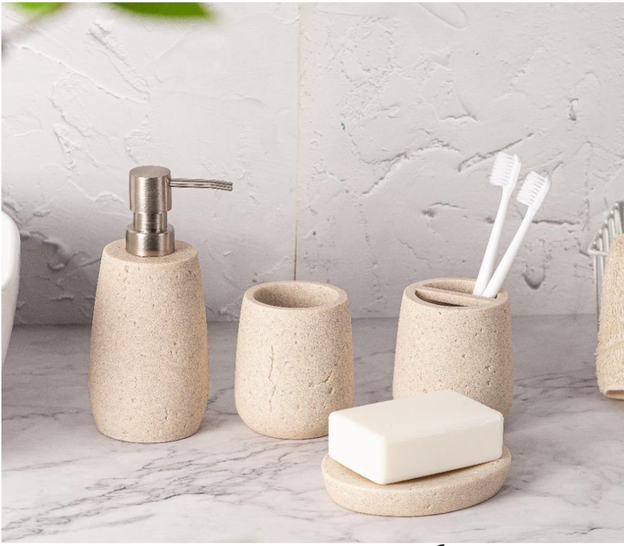 Elegant Marble Bathroom Accessory Set
