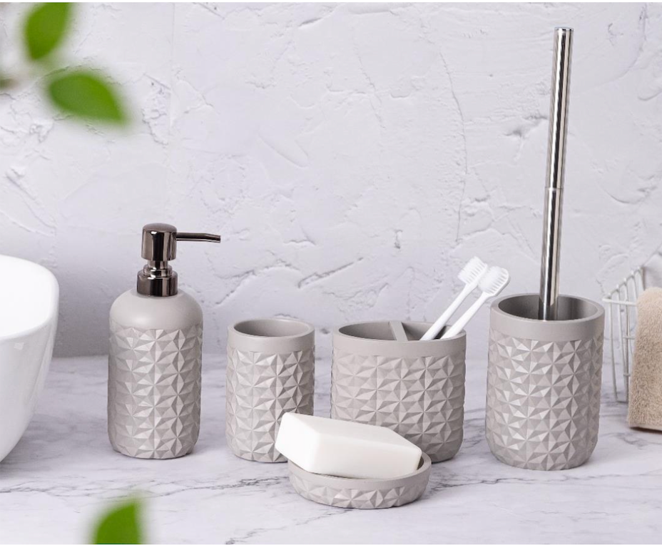 Stylish Gray Bathroom Accessory Set