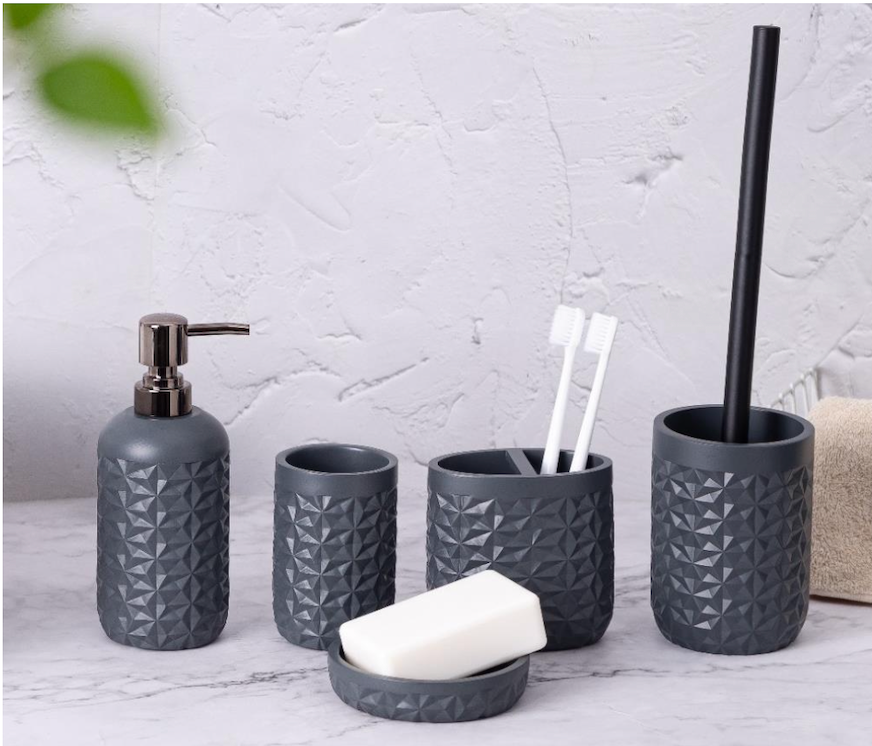 Stylish Gray Bathroom Accessory Set