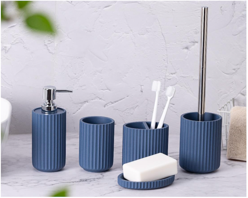 Stylish Gray Bathroom Accessory Set