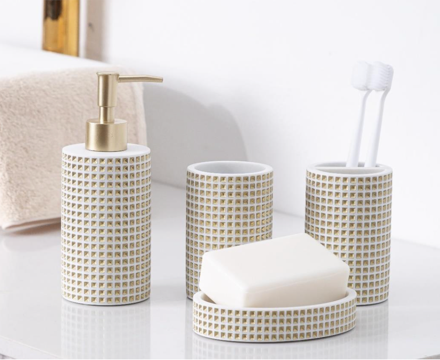 Elegant Marble Bathroom Accessory Set