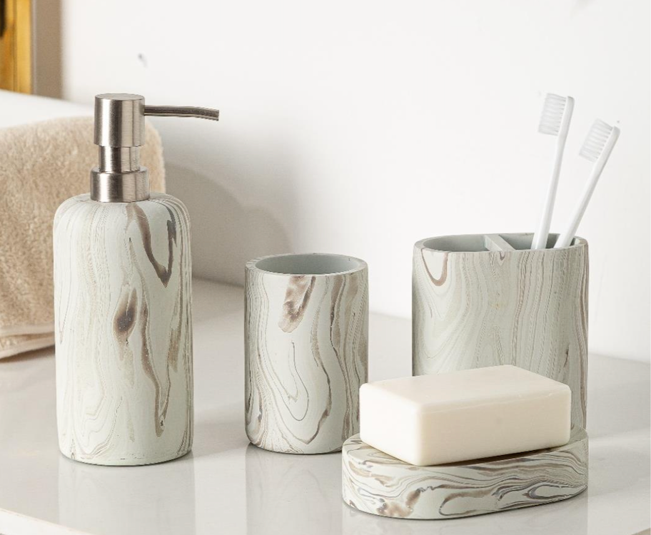 Elegant Marble Bathroom Accessory Set