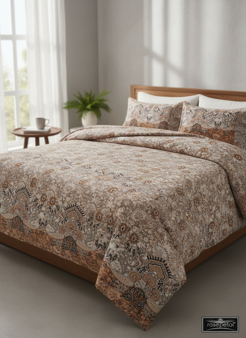 Elegant Double Bedsheet with Intricate Design