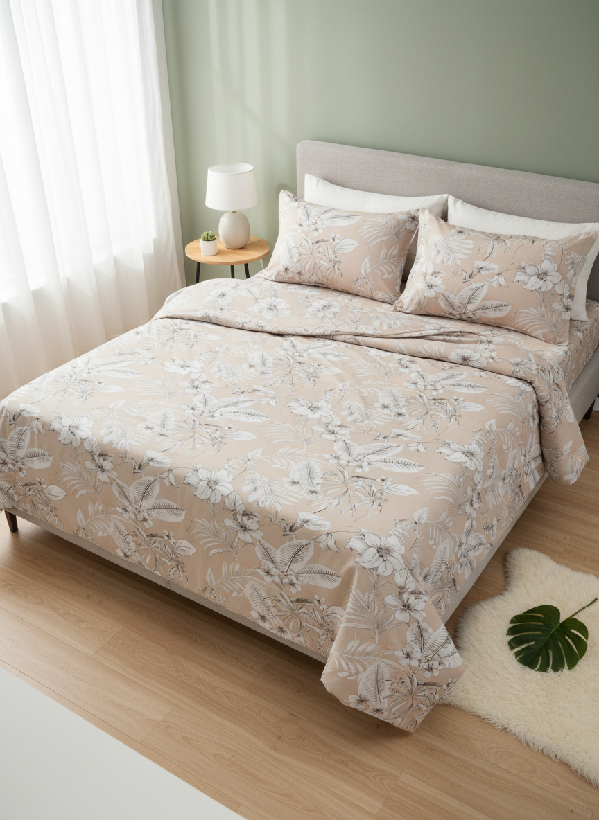 Elegant Floral Double Bedsheet