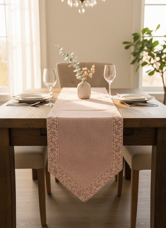 Elegant 13x72 Table Cloth with Floral Border