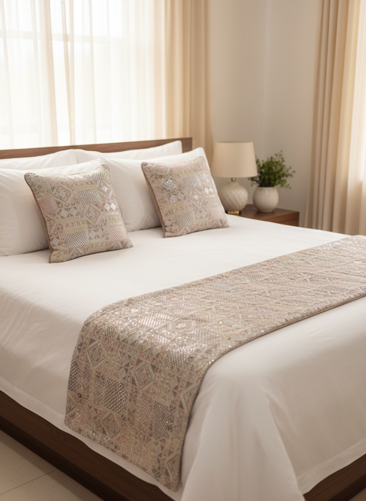 Elegant Bed Runner Set with Decorative Cushions