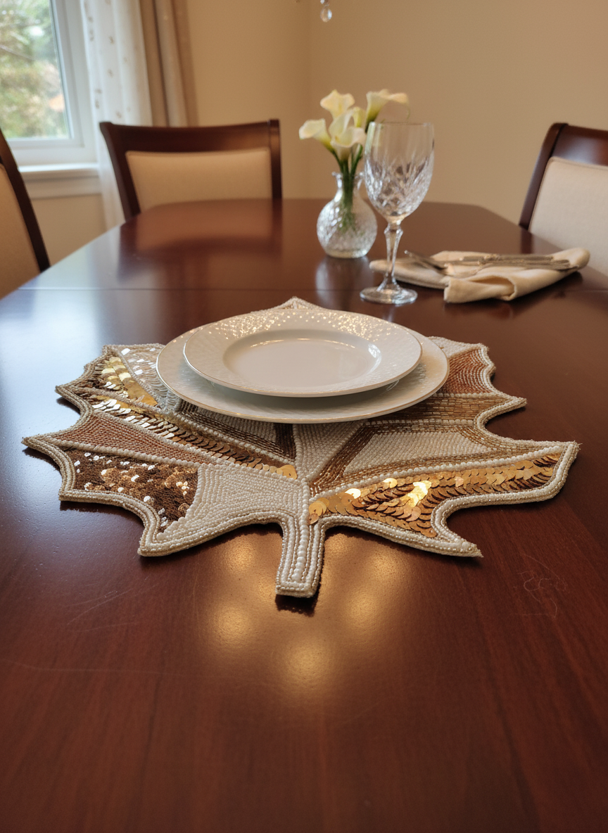 Elegant Maple Leaf Table mat - 14" x 36"