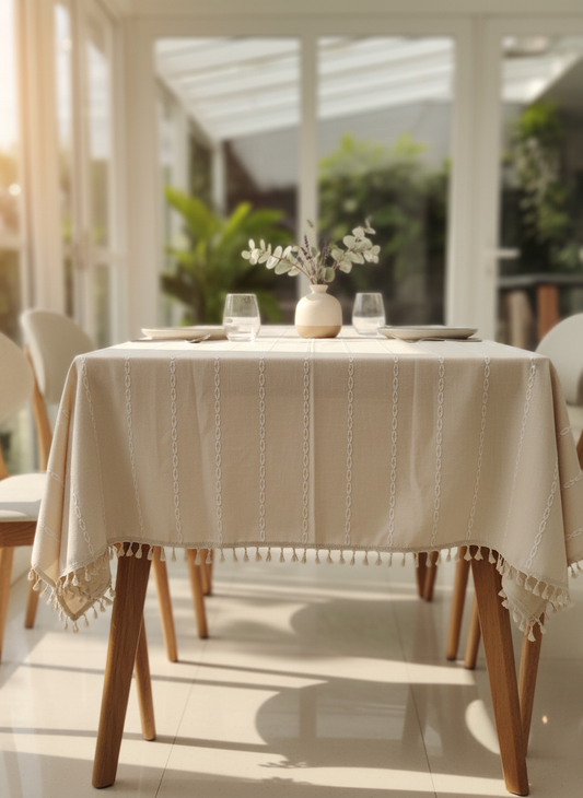 Elegant Polyester Table Cloth with Tassels
