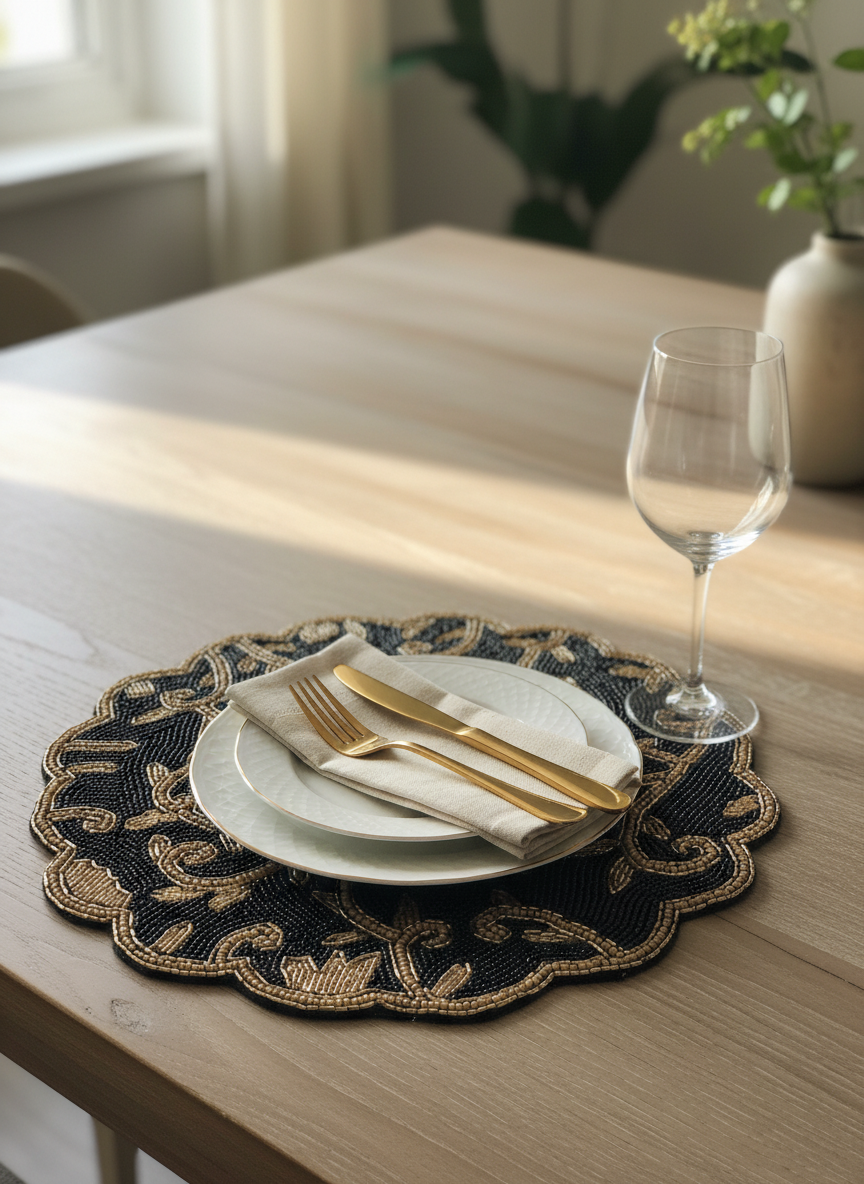 Elegant Beaded Table Mat